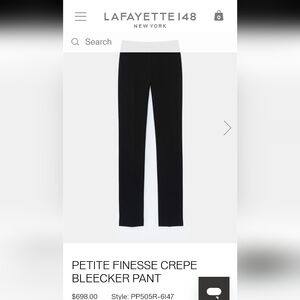 Lafayette 148 New York Womens Size 8 Navy Classic Slacks Dress Pants $698 MSRP